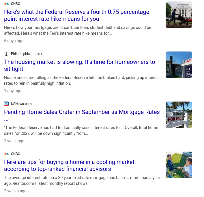 News on interest rates and real estate sales.